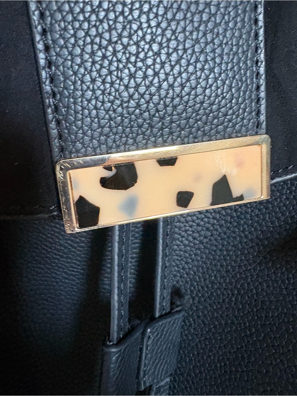 Topshop Black Pebbled Leather & Suede Flap Backpack with Gold Hardware - Picture 7 of 11